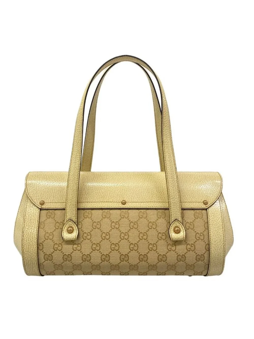Gucci Shoulder Bag Bamboo Beige Ivory Leather